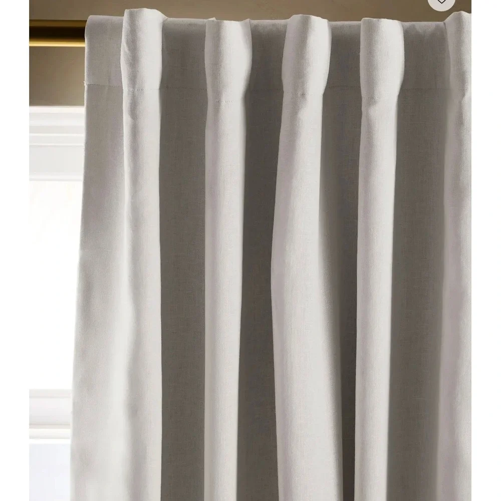 Quince European Linen True Blackout Curtain White Single Panel 98